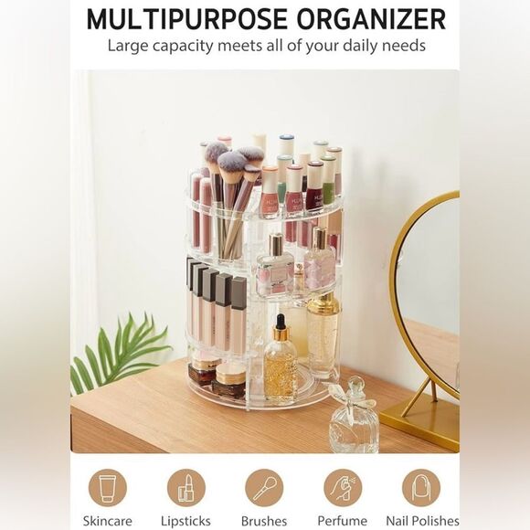 Rotating Adjustable Makeup Organizer Large Capacity - Picture 7 of 7